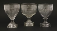 Lot 71 - Three engraved lemon-squeezer Rummers
