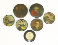 Lot 95 - Seven papier mâché snuff boxes