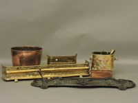 Lot 708 - A quantity of 19th century and later copper and brass hearth items