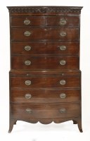 Lot 716 - A George III mahogany bow front chest-on-chest