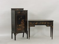Lot 726 - A 1920s black lacquered and chinoiserie decorated desk