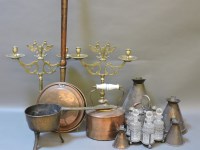 Lot 504 - A pair of brass twin branch candelabra
