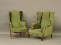Lot 682 - Two Victorian wing back armchairs