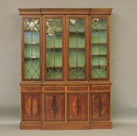 Lot 619 - An Edwardian inlaid mahogany breakfront bookcase
