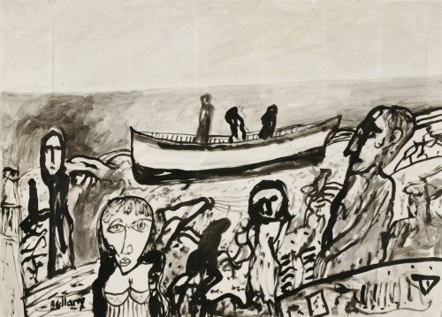 Lot 18 - John Bellany RA (1942-2013)
FIGURES ON A BEACH
Signed l.l.