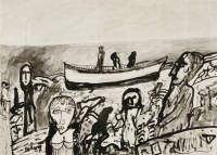 Lot 18 - John Bellany RA (1942-2013)
FIGURES ON A BEACH
Signed l.l.