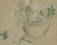 Lot 120 - Dame Laura Knight RA RWS (1877-1970)
'OUT OF DOROTHY'S ROSE GARDEN'
Signed and inscribed with title l.r.