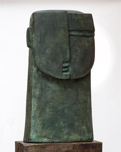 Lot 29 - Peter Hayes (b.1946)'TOTEM HEAD'Stoneware45cm wide18cm deep84cm high*Artist's Resale Right may apply to this lot.