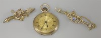 Lot 8 - A Victorian gold sapphire and seed pearl brooch