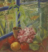 Lot 233 - Elizabeth Wright (1928-2015)
THE GOLDFISH AT BENTON END
Oil on board
40 x 36cm