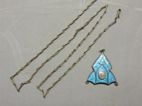 Lot 2 - An Arts and Crafts blue and green enamel pendant/centrepiece
