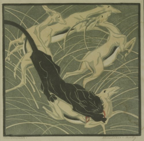 Lot 247 - Norbertine Bresslern-Roth (Austrian-American 1891-1978)
THE ATTACK
Linocut