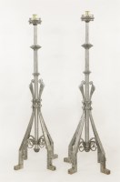 Lot 76 - A pair of Aesthetic burnished steel standard lamps
