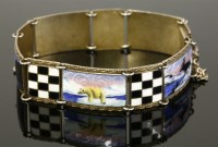 Lot 17 - A Norwegian sterling silver gilt plaque link bracelet