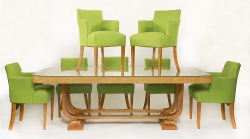 Lot 193 - An Art Deco bird's-eye maple dining room suite