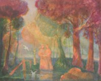Lot 327 - Harold Hitchcock (1914-2009)
TWO FIGURES IN A WOOD WITH A DOVE
Signed with monogram and dated 1958 l.l.