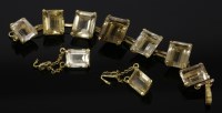 Lot 30 - A citrine gold bracelet and earring matched suite