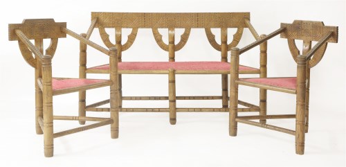 Lot 98 - An oak three-piece suite