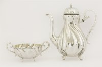 Lot 11 - A Norwegian silver coffee pot and two-handled sugar bowl