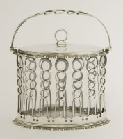 Lot 165 - An Edwardian silver swing-handled biscuit barrel