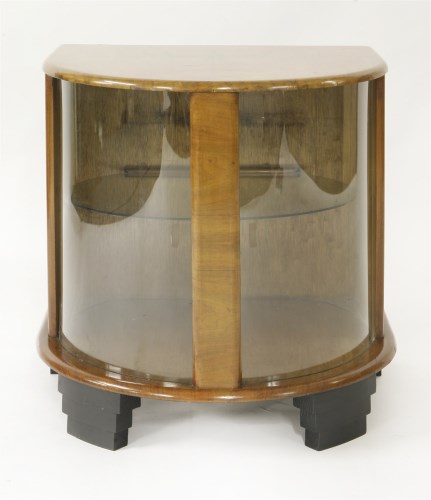 Lot 178 - A walnut demilune display cabinet
