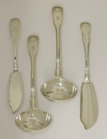 Lot 186 - A pair of George IV silver fiddle thread and shell pattern sauce ladles