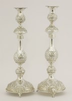Lot 69 - A pair of large Victorian silver Sabbath candlesticks