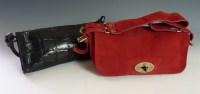 Lot 434 - A Mulberry black leather crocodile print evening bag