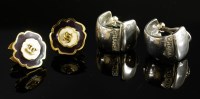 Lot 30 - A pair of Chanel flower head enamel earrings