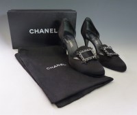 Lot 168 - A pair of Chanel black satin Louis XIV-style court shoes