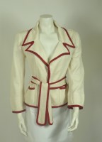 Lot 217 - A Chanel cream silk knitted cardigan