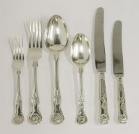 Lot 144 - A composite silver king's pattern flatware service