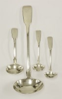 Lot 195 - A William IV silver fiddle pattern soup ladle