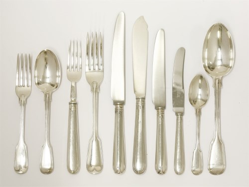 Lot 99 - A William IV/Victorian composite silver fiddle and thread pattern flatware service