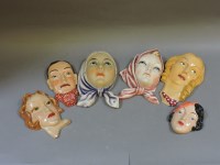 Lot 213 - Six plaster and ceramic wall masks