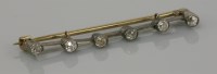 Lot 12 - A six stone old European cut diamond bar brooch