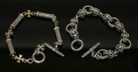 Lot 23 - A silver and gold ring link bracelet