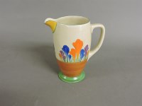 Lot 127 - A Clarice Cliff crocus pattern Bizarre ware jug
