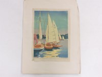 Lot 205 - Erna Fenkohl (Belgian 1882-1975)
SAILING BOATS IN CALM WATER
Linocut