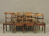 Lot 413 - A harlequin set of Georgian solid seat dining chairs