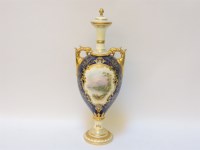 Lot 170 - A large Coalport porcelain twin handled urn