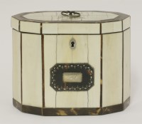 Lot 53 - A George III ivory and tortoiseshell twin compartment tea caddy