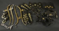 Lot 142 - Two pairs of brass cased horse hames