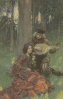 Lot 173 - William Hatherell (1855-1928)
'A FLORENTINE LOVE SONG'
Signed l.r. watercolour and bodycolour
48.5 x 30cm