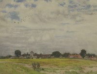 Lot 191 - Edward Walker (1879-1955)
VIEW OF A VILLAGE WITH FIGURES CONVERSING
Signed l.l.