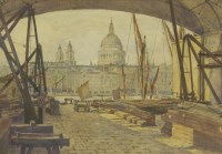 Lot 193 - Frank Lishman (20th century)
VIEW OF ST PAUL'S FROM A WHARF
Signed and dated 1914 l.l.