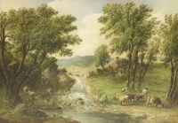 Lot 248 - Alfred Vickers Snr. (1787-1868)
A WOODED LANDSCAPE WITH FIGURES