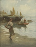 Lot 249 - William Richards (late 19th century)
FISHERFOLK CARRYING THE DAY'S CATCH
A pair