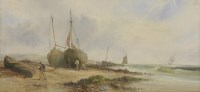 Lot 259 - William Archibald Wall (1828-1878)
COASTAL SCENES WITH FIGURES AND BEACHED FISHING BOATS
A pair