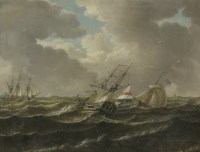 Lot 216 - David Kleijne (1754-1805)
DUTCH AND BRITISH VESSELS AT SEA
Oil on canvas
35 x 45cm